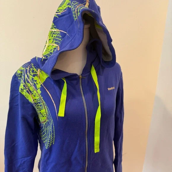 Reebok Blue and Green Athletic Jacket with Hood - Picture 7 of 8